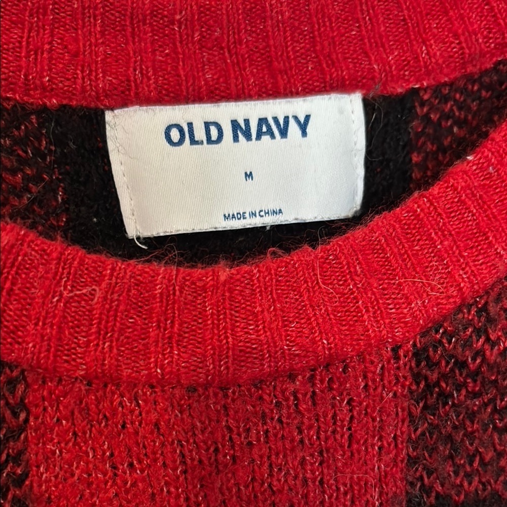 Old Navy Red and Black Crew Neck Sweater - Picture 3 of 3